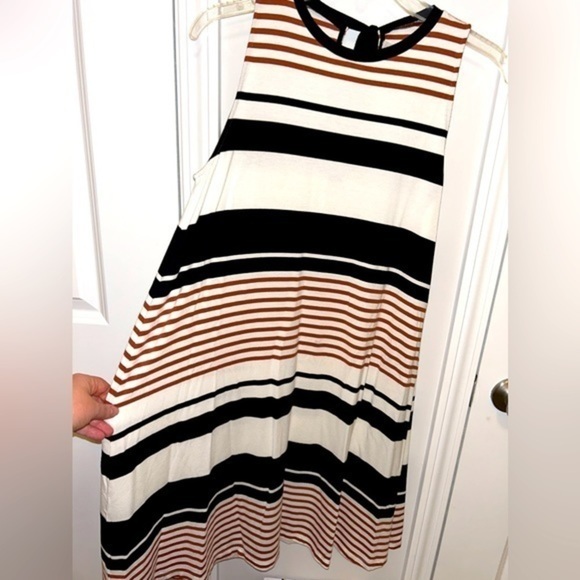 LOFT a-line striped dress-‎ sleeveless- sz Medium - Picture 3 of 7